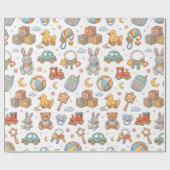 Papier Cadeau Conception de motif de jouets pour bébé mignons (Plat)