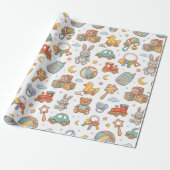 Papier Cadeau Conception de motif de jouets pour bébé mignons (Déroulé)