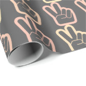Papier Cadeau Conception de motif de main de signe de paix paste (Coin rond)