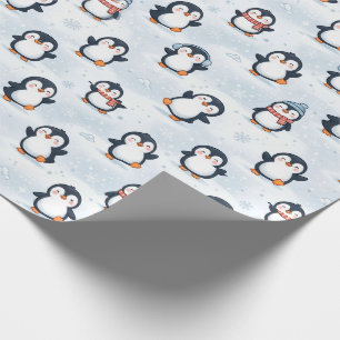 Papier Cadeau Conception de motif de manchot d'hiver mignon