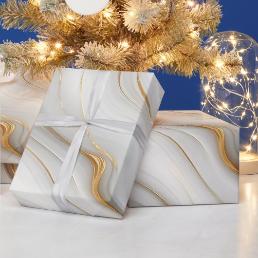 Papier Cadeau Conception de motif de marbre blanc gris élégant (Vacances)