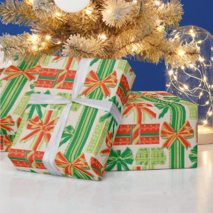Papier Cadeau Conception de motif de noeud de fête vintage