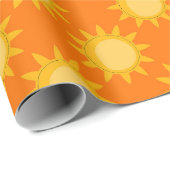 Papier Cadeau Conception de motif de soleil sur orange (Coin rond)