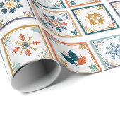 Papier Cadeau Conception de motif de vacances de flocon de neige (Coin rond)