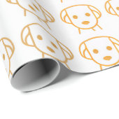 Papier Cadeau Conception de motif de visage de chien mignon (Coin rond)
