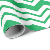 Papier Cadeau Conception de motif en chevron zigzag blanc vert  (Coin rond)
