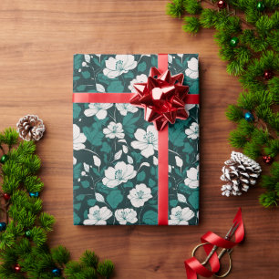 Papier Cadeau Conception de motif floral émeraude sans couture