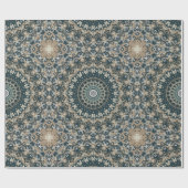Papier Cadeau Conception de motif mandala sarcelle et beige (Plat)