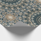 Papier Cadeau Conception de motif mandala sarcelle et beige (Coin)
