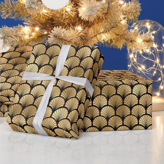 Papier Cadeau Conception de motif rayonnant en éventail Art Déco (Vacances)