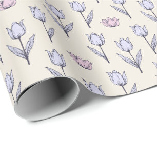 Papier Cadeau Conception de motif sans couture de tulipe pastel