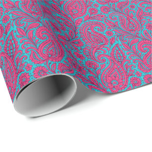 Papier Cadeau Conception de motif sans couture paisley rose chau