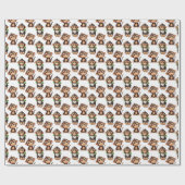 Papier Cadeau Conception de motif singe blanc (Plat)