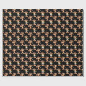 Papier Cadeau Conception de motif singe noir (Plat)