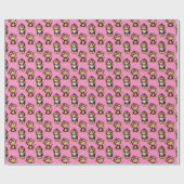 Papier Cadeau Conception de motif singe rose  (Plat)