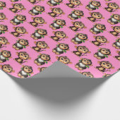Papier Cadeau Conception de motif singe rose  (Coin)