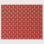 Papier Cadeau Conception de motif singe rouge (Plat)