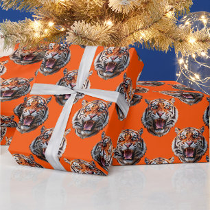 Papier Cadeau Conception de motif tête de tigre orange