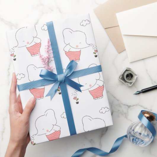 Papier Cadeau Conception de motif transparent éléphant doux (Cadeaux)