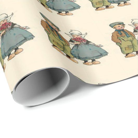 Papier Cadeau Conception de moulins à vent Delft (Coin rond)