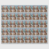 Papier Cadeau Conception de Noël à l'aquarelle du lévrier afghan (Plat)