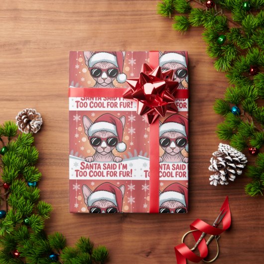 Papier Cadeau Conception de Noël de chat Sphynx cool Santa (Cadeau de vacances)