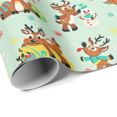 Papier Cadeau Conception de Noël de mignonne Reindeer (Coin rond)