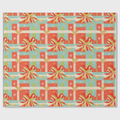 Papier Cadeau Conception de nœud de vacances rouge, blanc, vert (Plat)