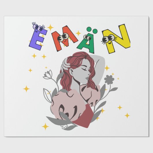 Papier Cadeau conception de nom mignon EMAN (Plat)