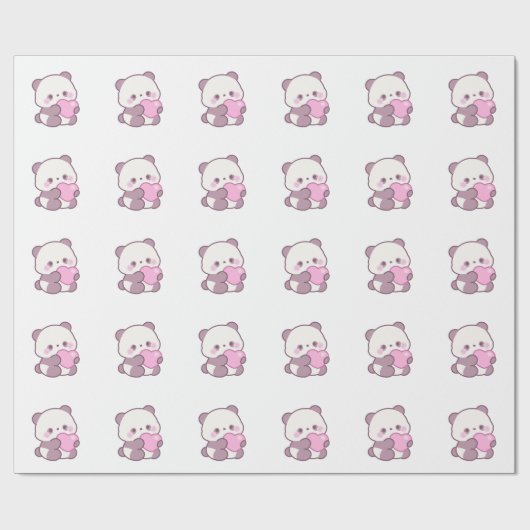 Papier Cadeau Conception de Panda Heureux | Vibrations Mignonnes (Plat)