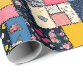 Papier Cadeau Conception de Patchwork adorable, Motif Joueur (Coin rond)
