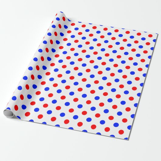 Papier Cadeau Conception de points noirs blancs rouges bleus (Déroulé)