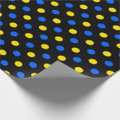 Papier Cadeau Conception de points noirs bleus jaunes (Coin)