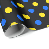 Papier Cadeau Conception de points noirs bleus jaunes (Coin rond)
