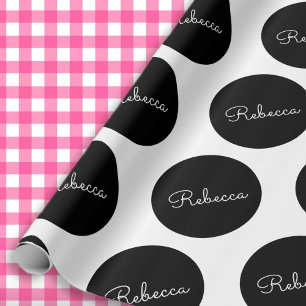 Papier Cadeau Conception de points noirs et blancs rétro-moderne