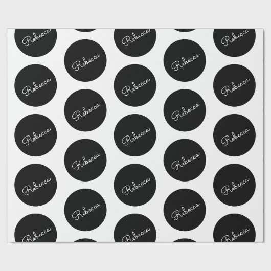 Papier Cadeau Conception de points Polka Noir & Blanc Rétro-Mode (Plat)
