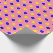 Papier Cadeau Conception de points polka rose bleu jaune (Coin)