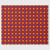 Papier Cadeau Conception de points polka rouges bleus jaunes (Plat)