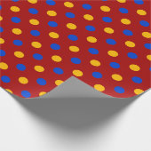 Papier Cadeau Conception de points polka rouges bleus jaunes (Coin)