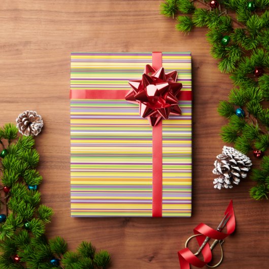 Papier Cadeau Conception de rayures colorées mignonnes (Cadeau de vacances)
