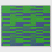 Papier Cadeau Conception de rayures patchwork bleu vert  (Plat)