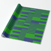 Papier Cadeau Conception de rayures patchwork bleu vert (Déroulé)
