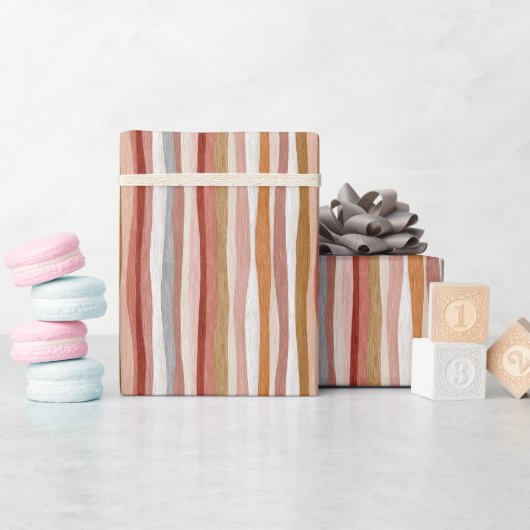 Papier Cadeau Conception de rayures verticales neutres et chaude (Baby Shower)