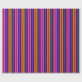Papier Cadeau Conception de rayures verticales orange bleu rose (Plat)