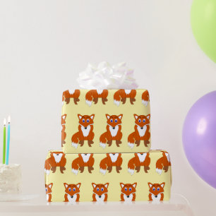 Papier Cadeau Conception de renard de toute couleur de fond