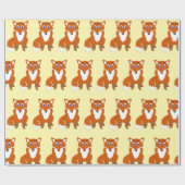 Papier Cadeau Conception de renard de toute couleur de fond (Plat)