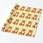 Papier Cadeau Conception de renard de toute couleur de fond (Déroulé)