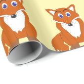 Papier Cadeau Conception de renard de toute couleur de fond (Coin rond)