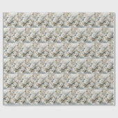 Papier Cadeau Conception de rose de mariage blanc (Plat)