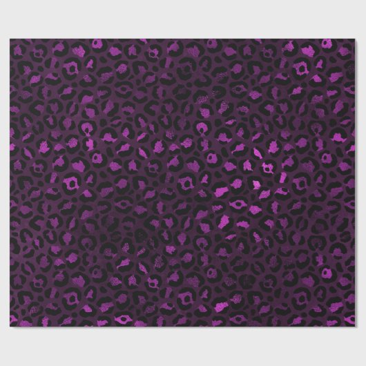 Papier Cadeau Conception de série Leopard violet et or 5 (Plat)